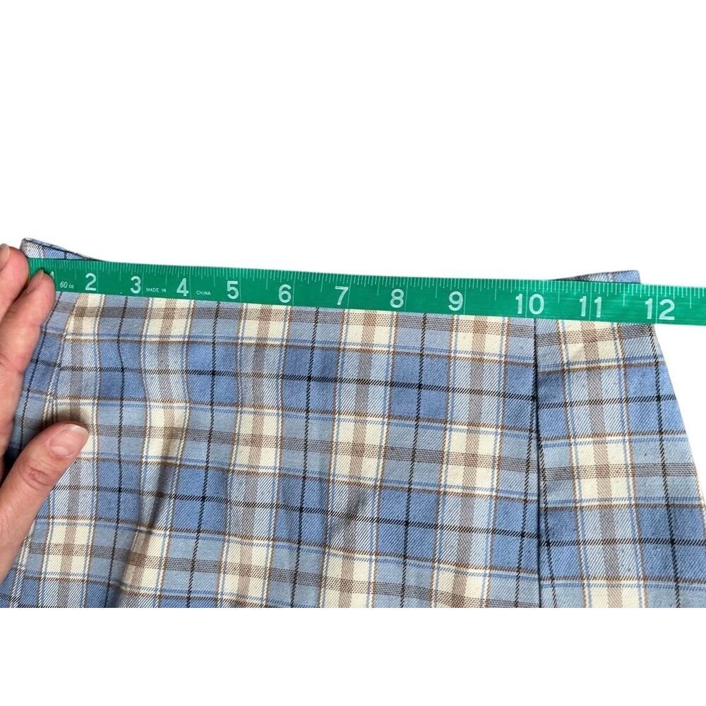 Shein Blue Cream Plaid Mini Skirt - sz xs - Picture 9 of 13